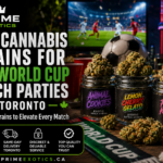 Best cannabis strains for FIFA World Cup watch parties in Toronto featuring Animal Cookies, Lemon Cherry Gelato, and Pink Kush from Prime Exotics